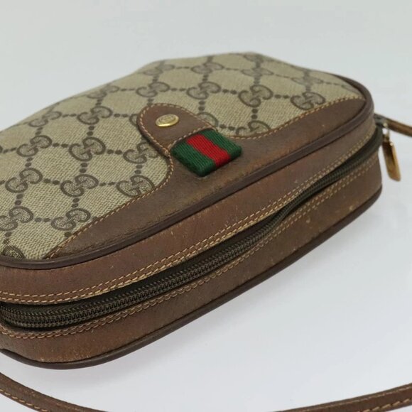 GUCCI GG Supreme Web Sherry Line Shoulder Bag PVC Beige  Auth - Picture 7 of 16